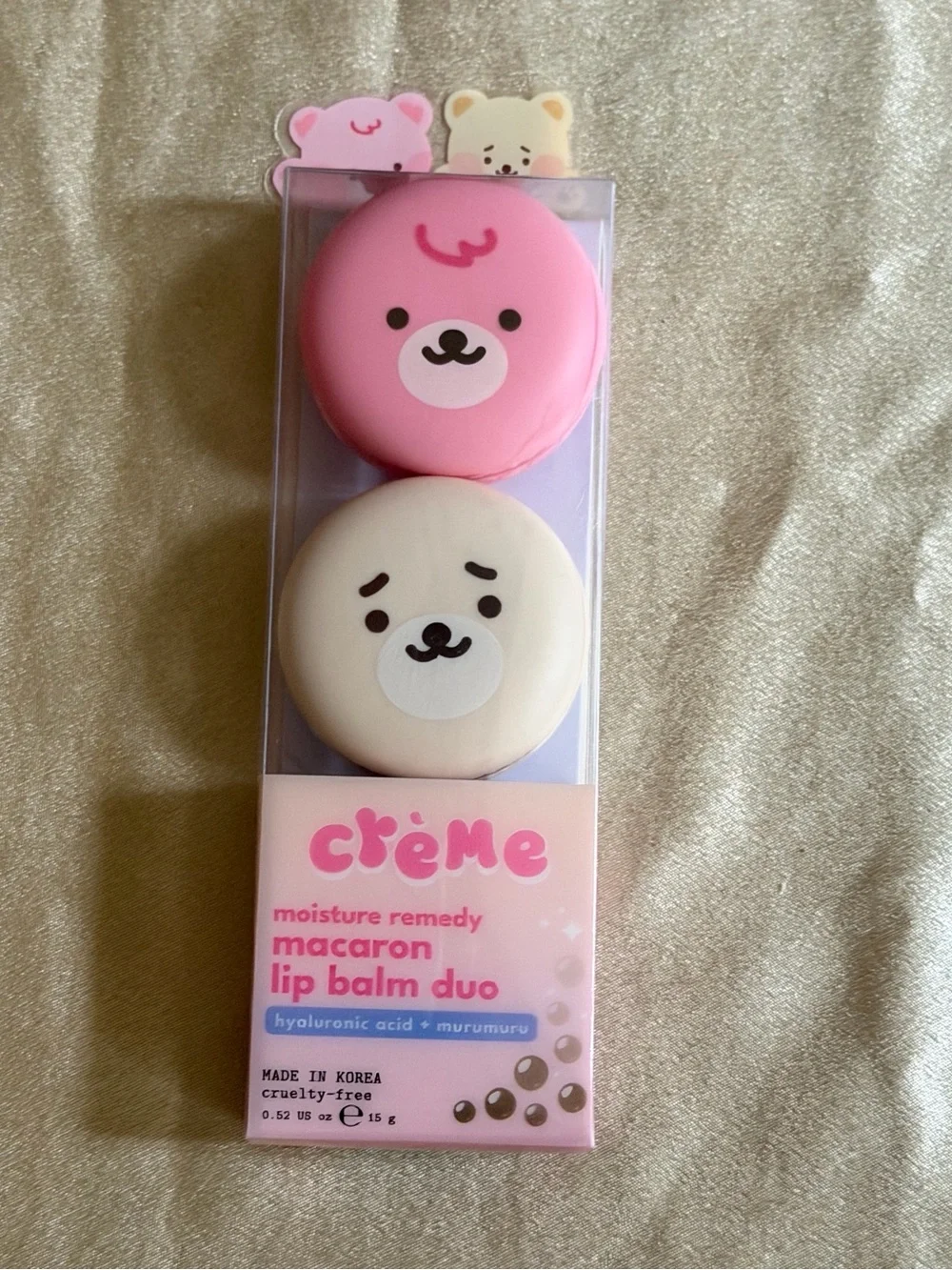 The Crème Shop Boba Bears Moisturizing Macaron Lip Balm Duo New